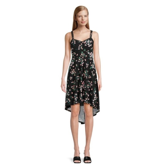 No Boundaries Spring Summer Floral Black Dress Size Medium - Picture 1 of 7